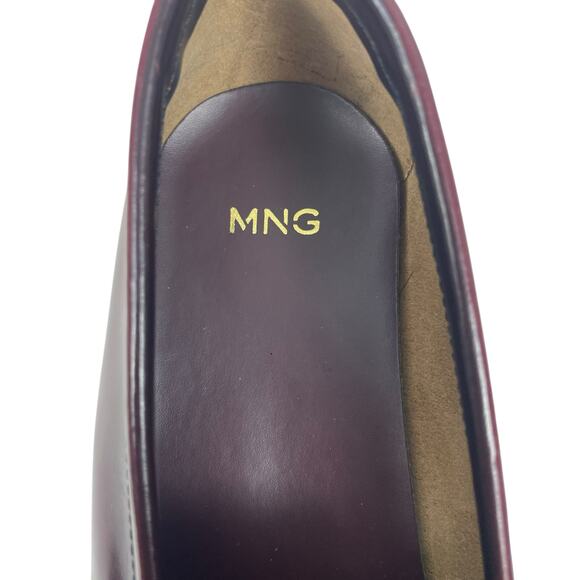 Mango MNG Round Toe Leather Penny Loafer Burgundy Red Size 38/ US 7.5 - Picture 12 of 13